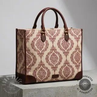 Dekorationstyg Linenlook Baroque damask charm wine