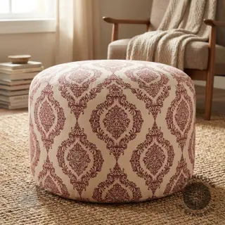 Dekorationstyg Linenlook Baroque damask charm wine