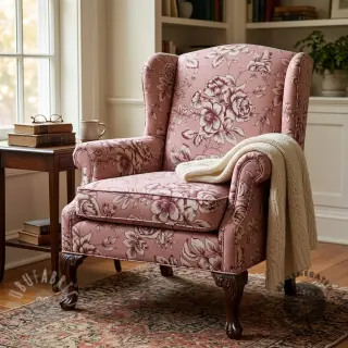 Dekorationstyg Linenlook Elegant rose bloom wine
