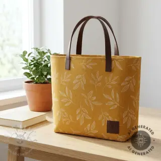 Dekorationstyg Linenlook Elegant leaf branch yellow