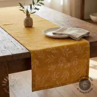 Dekorationstyg Linenlook Elegant leaf branch yellow