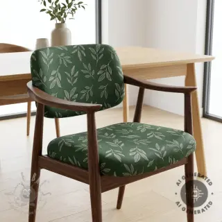 Dekorationstyg Linenlook Elegant leaf branch army