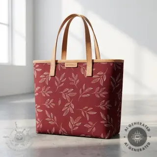 Dekorationstyg Linenlook Elegant leaf branch wine