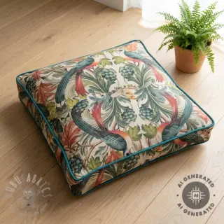 Dekorationstyg Linenlook Leafy paradise bird digital print