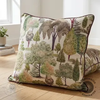 Dekorationstyg Linenlook Wandering tree wood digital print
