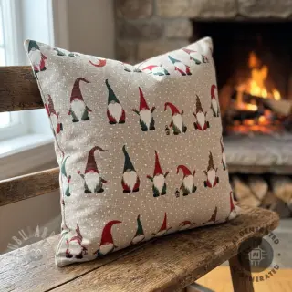 Dekorationstyg Linenlook Jolly tomte
