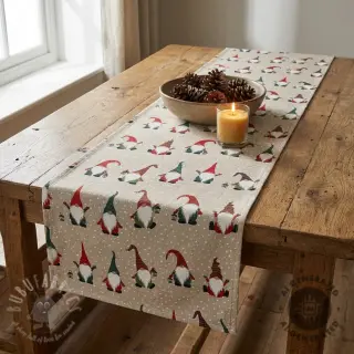 Dekorationstyg Linenlook Jolly tomte
