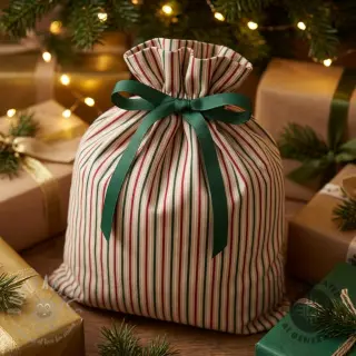 Dekorationstyg Linenlook Little Xmas stripe
