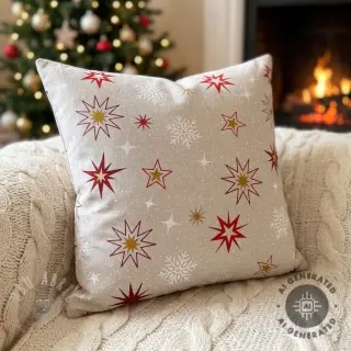 Dekorationstyg Linenlook Magic star red gold