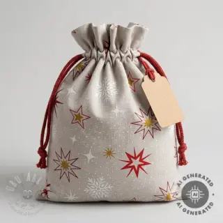 Dekorationstyg Linenlook Magic star red gold