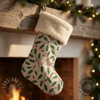 Dekorationstyg Linenlook Holly branch Xmas