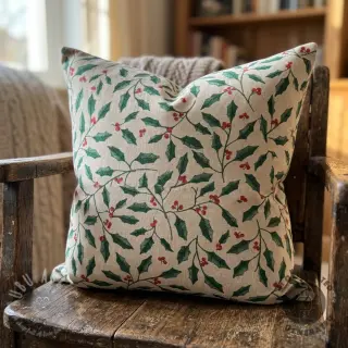 Dekorationstyg Linenlook Holly branch Xmas