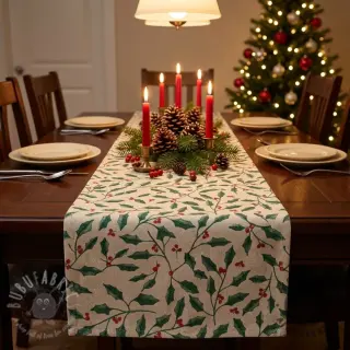 Dekorationstyg Linenlook Holly branch Xmas