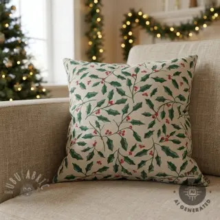 Dekorationstyg Linenlook Holly branch Xmas