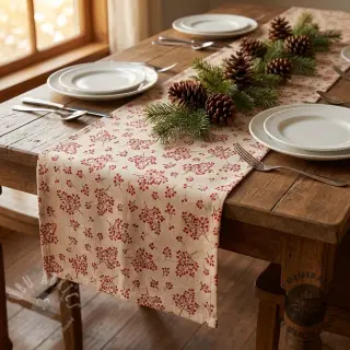 Dekorationstyg Linenlook Winter berry bloom