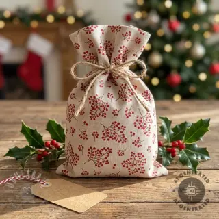 Dekorationstyg Linenlook Winter berry bloom