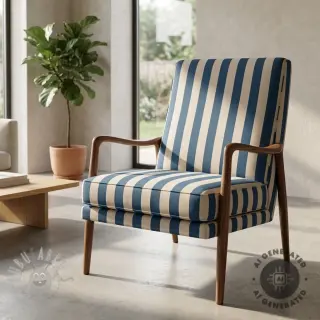 Dekorationstyg Linenlook Joyful basic stripe denim