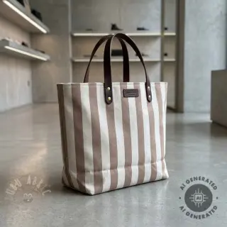 Dekorationstyg Linenlook Joyful basic stripe taupe