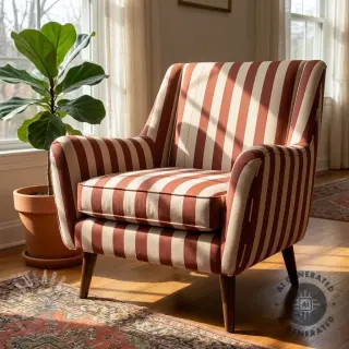 Dekorationstyg Linenlook Joyful basic stripe terra