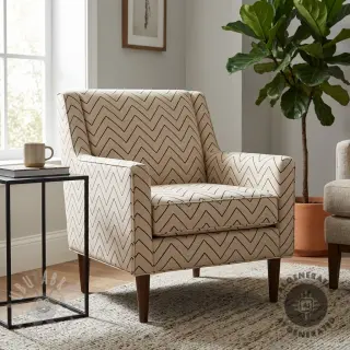 Dekorationstyg Linenlook Freehand zigzag lines
