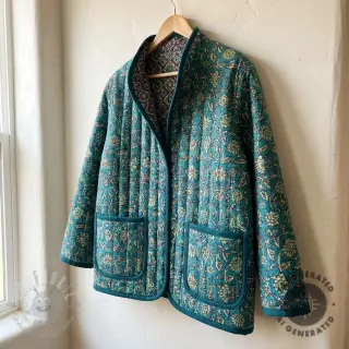 Sammet VELVET QUILT Flowers abstract petrol