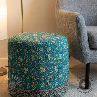 Sammet VELVET QUILT Flowers abstract petrol
