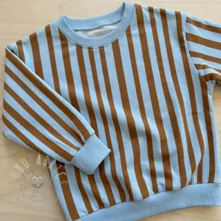 Sweatshirttyg Stripes by JENNIFER BOURON blue brown ORGANIC
