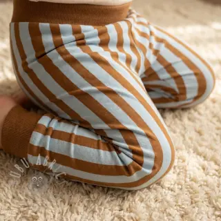 Sweatshirttyg Stripes by JENNIFER BOURON blue brown ORGANIC