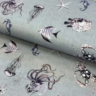 Dekorationstyg Underwater animals grey digital print