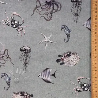 Dekorationstyg Underwater animals grey digital print