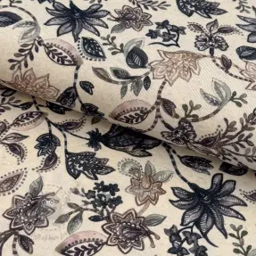 Jersey med lin Flowers navy digital print