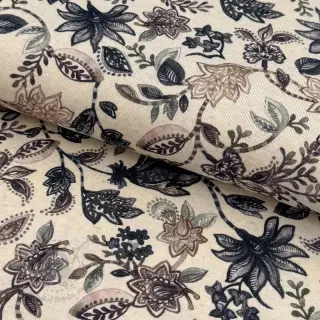 Jersey med lin Flowers navy digital print