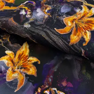 Fest- och damtyger PUNTA DI ROMA Flowers black digital print