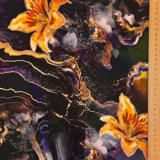 Fest- och damtyger PUNTA DI ROMA Flowers black digital print