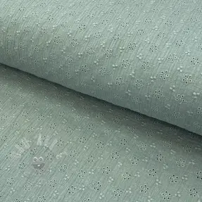 Dubbelgasväv/muslin Embroidery 2 green