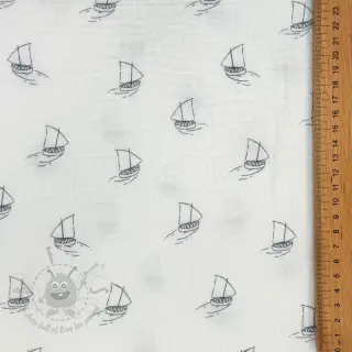 Dubbelgasväv/muslin Boats white