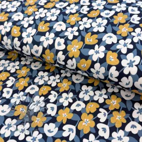 Jersey GLITTER Flowers navy