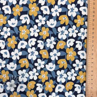 Jersey GLITTER Flowers navy