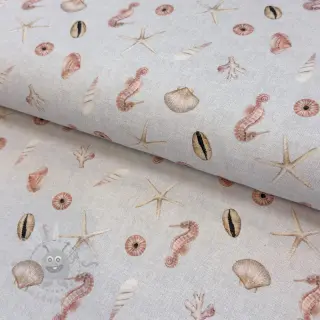 Dekorationstyg Shells linen ecru digital print