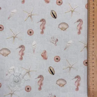 Dekorationstyg Shells linen ecru digital print