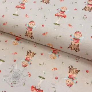 Bomullstyg Sweet elf light sand digital print