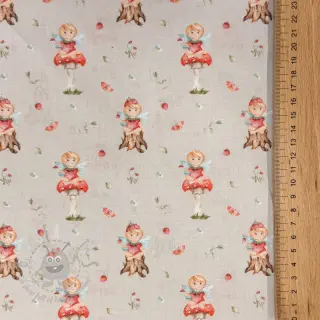 Bomullstyg Sweet elf light sand digital print