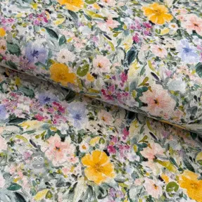 Viskos med lin CREPE Flowers Simi digital print