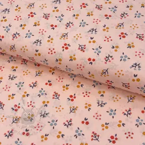 Bomullstyg Small flowers light salmon ORGANIC
