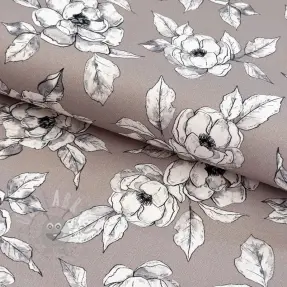 Dekorationstyg Flowers taupe digital print