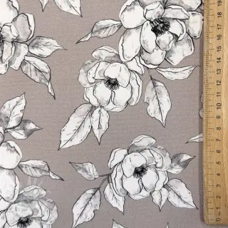 Dekorationstyg Flowers taupe digital print