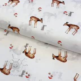 Bomullstyg Doe white digital print
