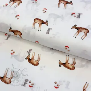 Bomullstyg Doe white digital print