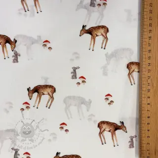 Bomullstyg Doe white digital print