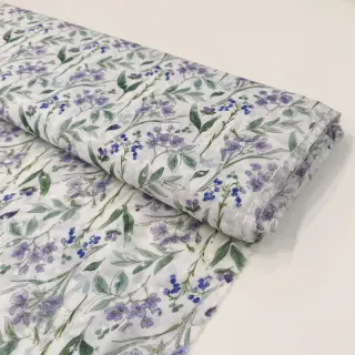 Viskos DOBBY Flowers white digital print